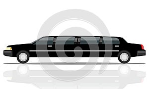 Black luxurious limousine vector illustration isolated on white background. limousines isolated on white. photo
