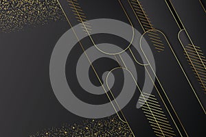 Black luxury background geometric overlapped shape with golden and black gradient