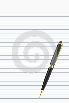 black luxury ballpoint pen on white notebook