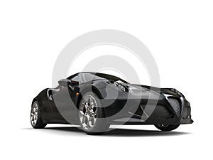 Black luxury sports car - low angle front view