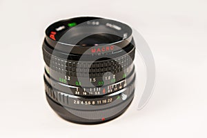 Black Macro Lens isolate on a white background.