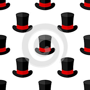 Black Magic Hat Flat Icon Seamless Pattern