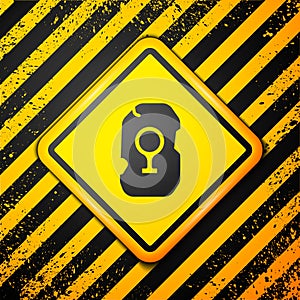 Black Magic rune icon isolated on yellow background. Rune stone. Warning sign. Vector