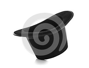 Black magician hat on white background