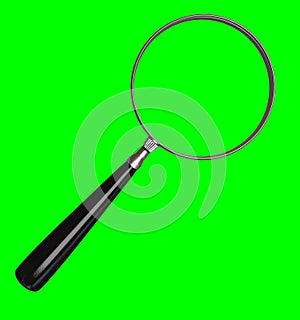 Black magnifying glass on green