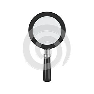 Black magnifying glass isolated. Transparent loupe search icon for finding, reading, research, analysis or discovery concept. 3d
