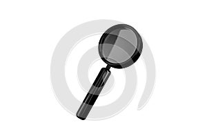 Black magnifying glass, search icon on white background 3d render.