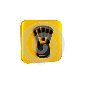 Black Makeup brush icon isolated on transparent background. Yellow square button.