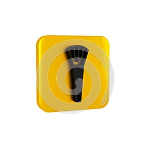 Black Makeup brush icon isolated on transparent background. Yellow square button.