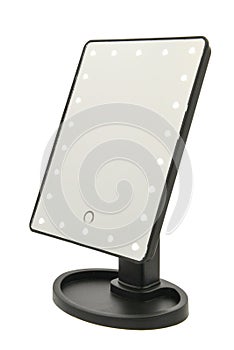 Black makeup mirror isolated on white background