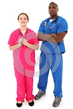 Black Male Doctor With Young White Female Nurse