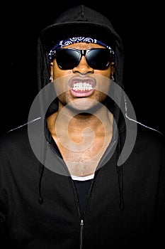 Black Male in Hood and Shades