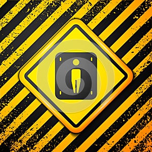 Black Male toilet icon isolated on yellow background. WC sign. Washroom. Warning sign. Vector