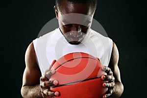 Black man with backetball ball