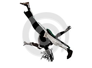 Black man dancer dancing capoeira silhouette