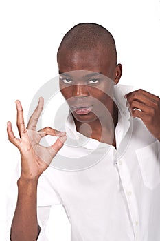 Black man making ok sign