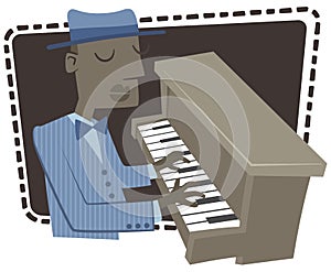 Black man playing the piano