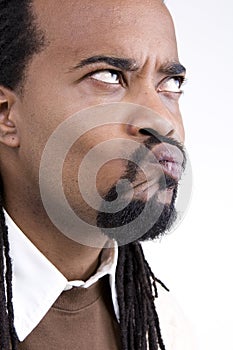 Black man pulling funny face