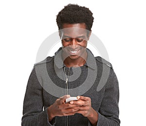Black man with smartphone