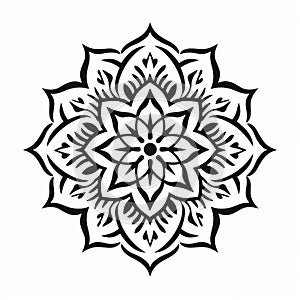 Black Mandala Flower Design: Minimalistic Stenciled Iconography