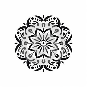 Black Mandala Pattern On White Background - Stenciled Iconography