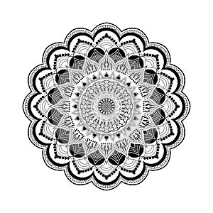 Black mandala on white background. It is ideal for coloring, and designing