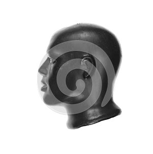 black mannequin head isolated on white