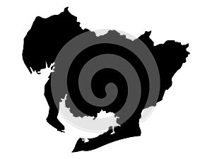 Black Map of Aichi Prefecture