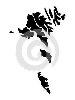 Black map of Faeroe Islands on white background photo