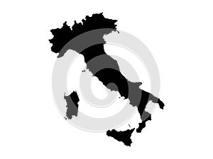 Black map of Italy on white background