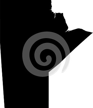 Black map of MANITOBA, CANADA