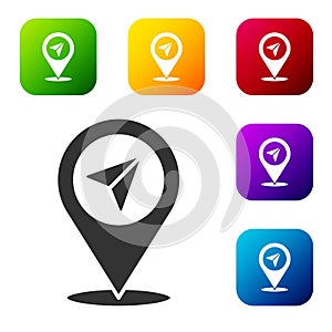 Black Map pin icon isolated on white background. Navigation, pointer, location, map, gps, direction, place, compass