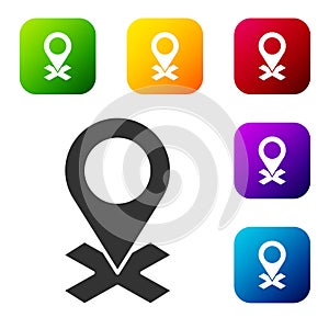 Black Map pin icon isolated on white background. Navigation, pointer, location, map, gps, direction, place, compass