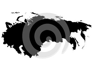 Black Map of USSR Soviet Union on White Background - Robinson Projection