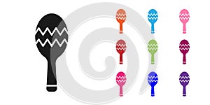 Black Maracas icon isolated on white background. Music maracas instrument mexico. Set icons colorful. Vector