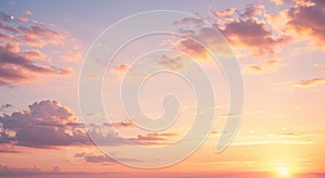 Serene sunset sky with wispy clouds over calm horizon