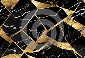 black marble with golden veins ,Black marbel