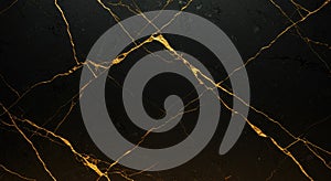 Luxurious black marble texture with golden veins seamless pattern