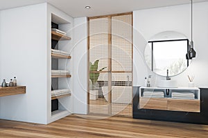 Black marble and white bathroom corner