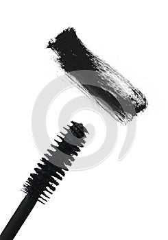 Black mascara brush stroke isolated on white