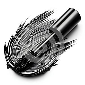 black mascara stroke isolated on white background