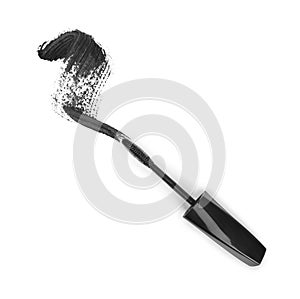 Black mascara stroke isolated on white