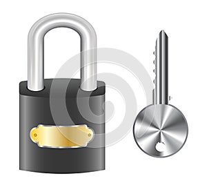 Black master key lock and steel key