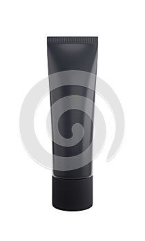 Black mat plastic tube with cap for cosmetics, body cream, skin