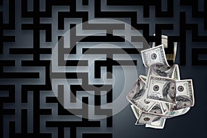 Black Maze with Dollar Banknotes