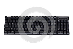 Black mechanical computer keyboard. Isolated on white background