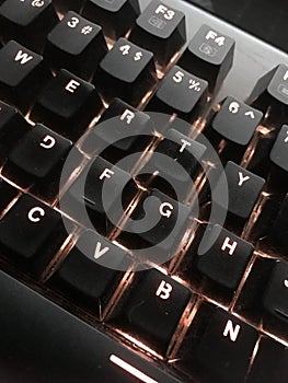 Black mechanical keyboard with lightened keys