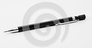 Black mechanical pencil isolated on white, reuse pencil