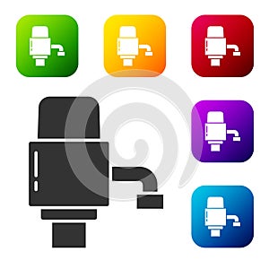Black Mechanical pump for bottled water icon isolated on white background. Set icons in color square buttons. Vector