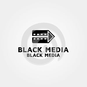 Black Media Vector logo design template.